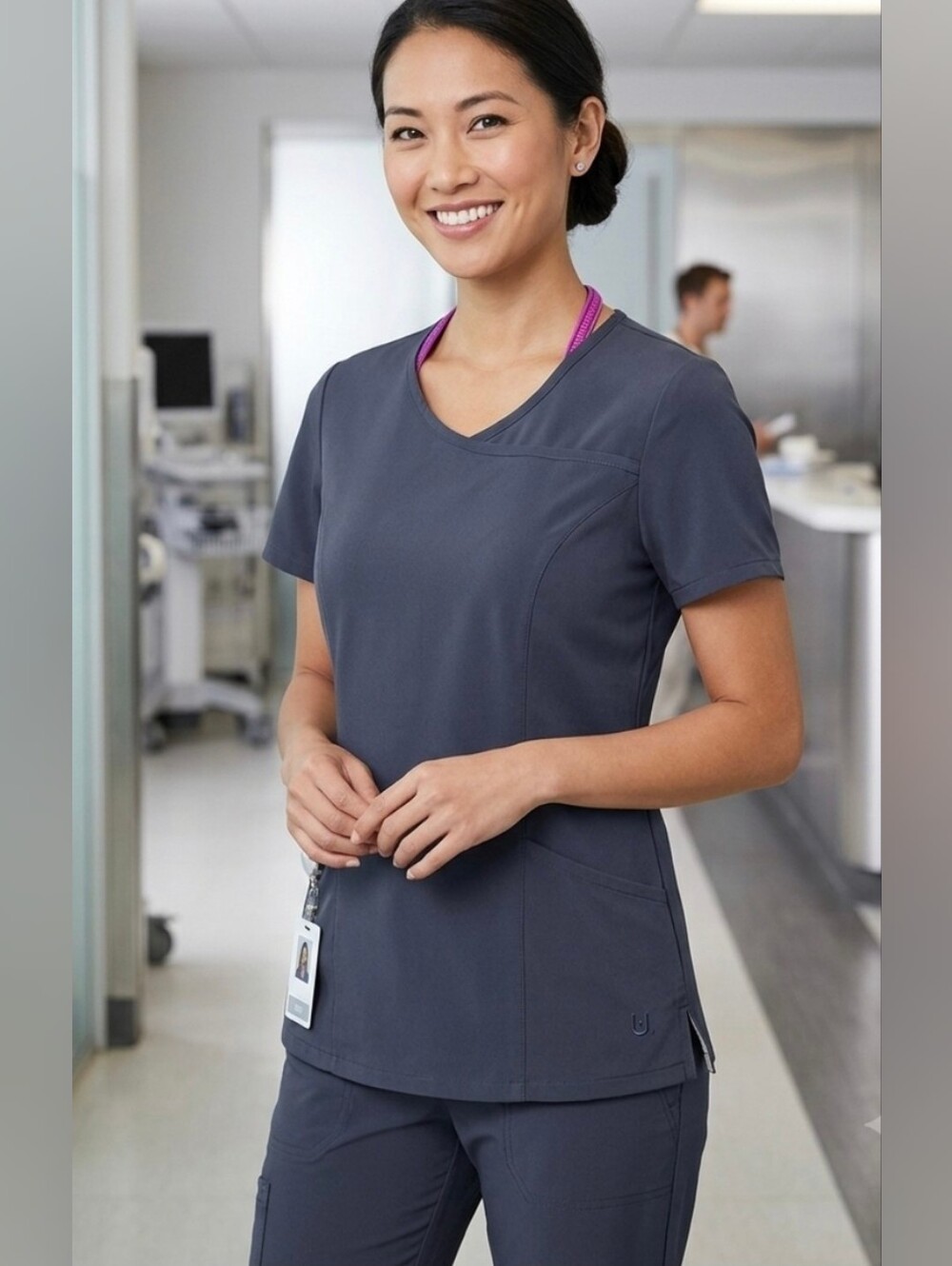 Urbane Scrub Gray Top Size XS Xsmall Performance Stretch Fit Dri-fit Work Shirt